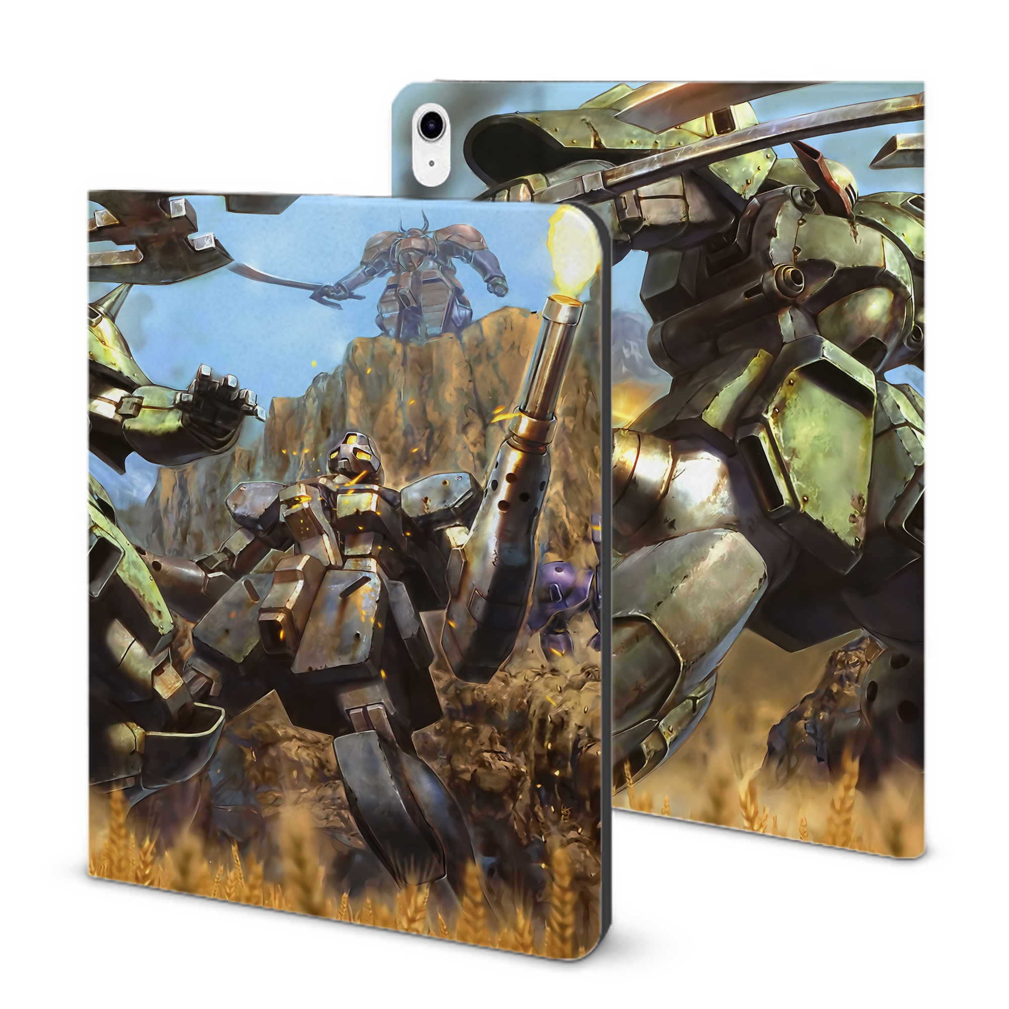 （画像用） 機動戦士ガンダム Mobile Suit Gundam IPad ケース ブック型 PUレザー TPU 耐衝撃 軽量 薄型 ペン収納なし 全面保護 IPad 各モデル対応